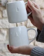 Pretty Little Home Set of 2 Embossed Christmas Tree Mugs