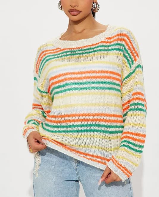 Fashion Nova Women's Brighter Days Striped Sweater