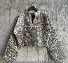 Reversible Block Print Kantha Jacket: Hand-stitched Vintage Cotton Coat # 17 - Etsy