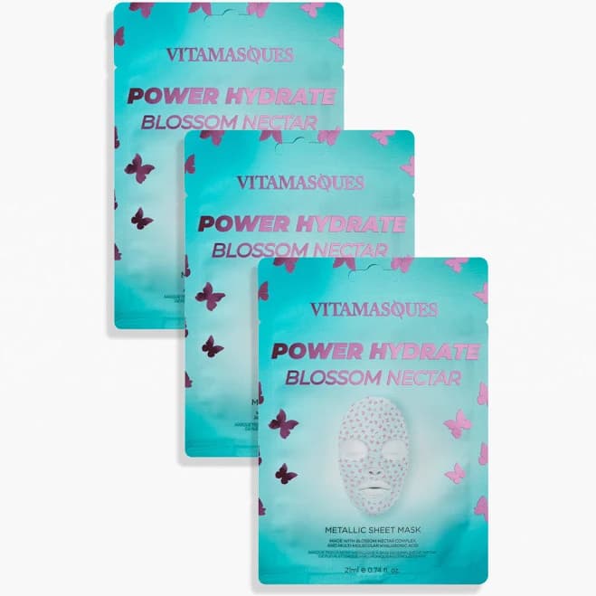 Vitamasques Power Hydrate Blossom Nectar Metallic Sheet Face Mask