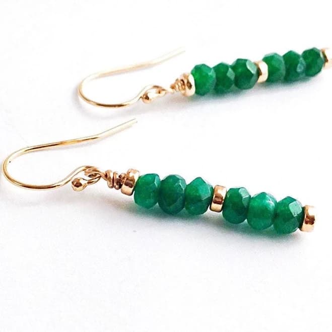 14kt Gold Fill Beaded Stone Bead Earrings