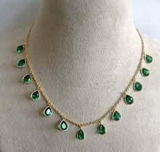 Wedding Necklace 5 Ct Pear Cut Simulated Emerald Womens 14K Silver Gold Finish | eBay