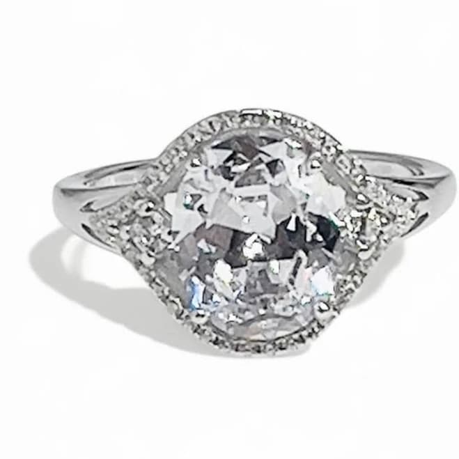 Sterling Silver Oval Halo Engagement Ring
