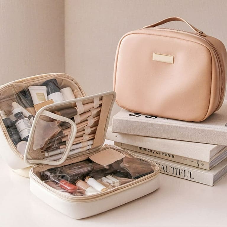 Temacd Travel Makeup Bag Waterproof Double Layer Compartment with Handle Stylish Organizer for Women - Walmart.com
