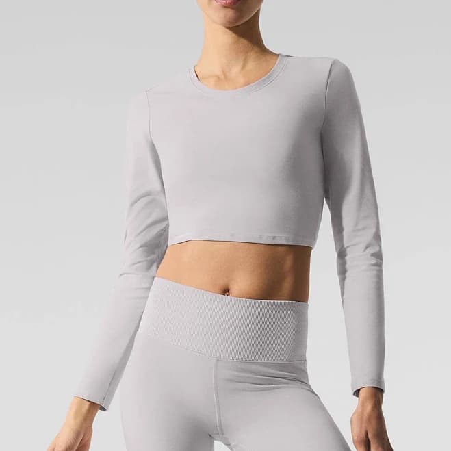 Alo Yoga Washed Alosoft Crop Finesse Long Sleeve