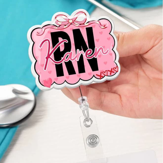 Personalized Bow Cloud Shape Acrylic Badge Reel