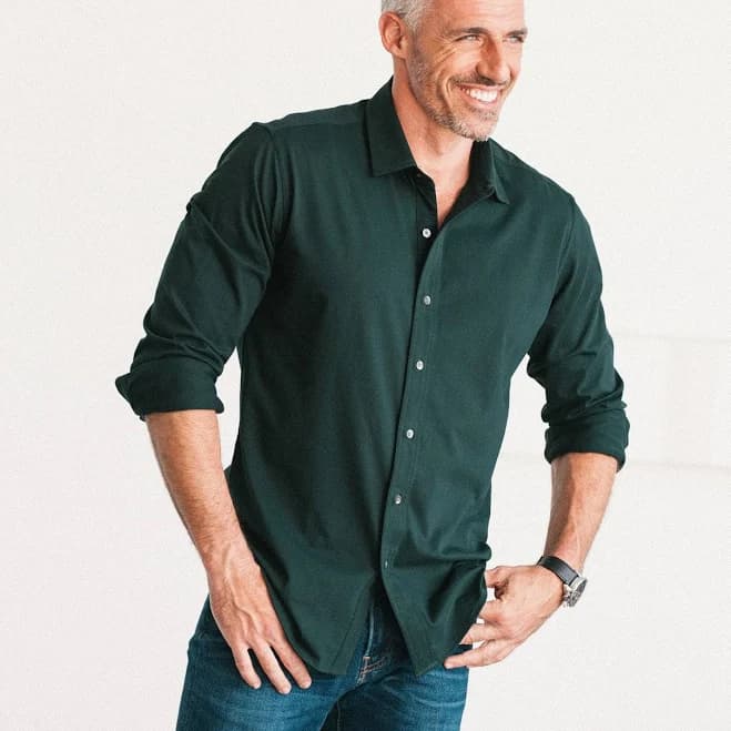 Men's Cotton Jersey Button Down Shirt