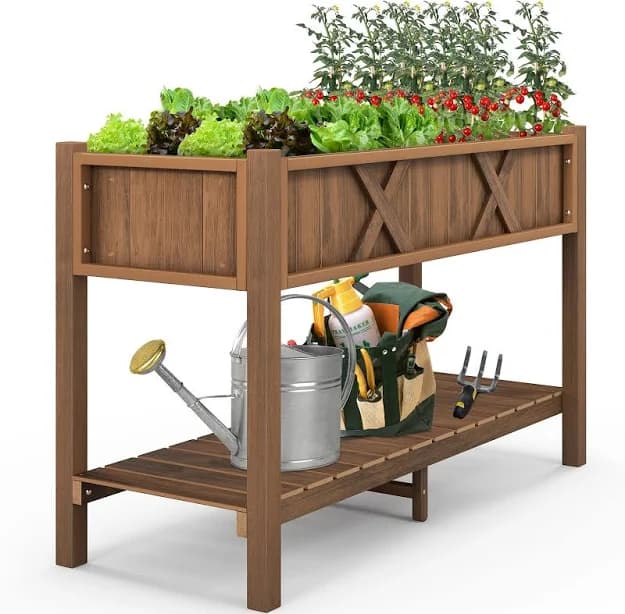 YERIVA 2.49-cu ft 18-in W x 47-in L x 29-in H Elevated Coffee Plastic Raised Garden Bed 4113cfhygd