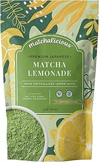 Matchalicious Matcha Lemonade Premium Japanese Green Tea Powder & REAL Lemon Crystals | Just Add Water, Dissolves Easily 6oz