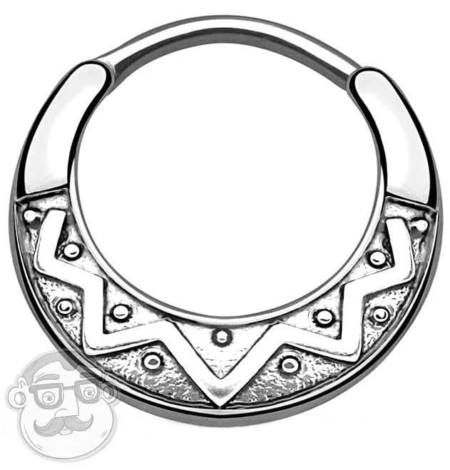 16g Silver Mayan Fan Septum Clicker