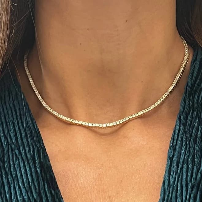 925 Sterling Silver Round Cubic Zirconia Tennis Necklace