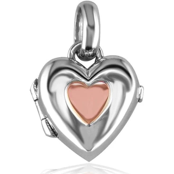 14K White Gold Heart Locket