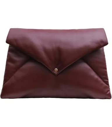 Faux Leather Quilted Envelope Clutch Bag