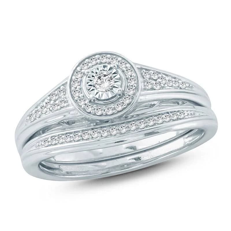 Zales 1/5 ct. T.W. Diamond Sterling Silver Bridal Set