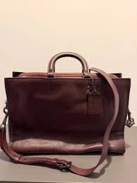 Coach Rogue Brief 11104 Oxblood Pebbled Leather Laptop Bag Crossbody Briefcase