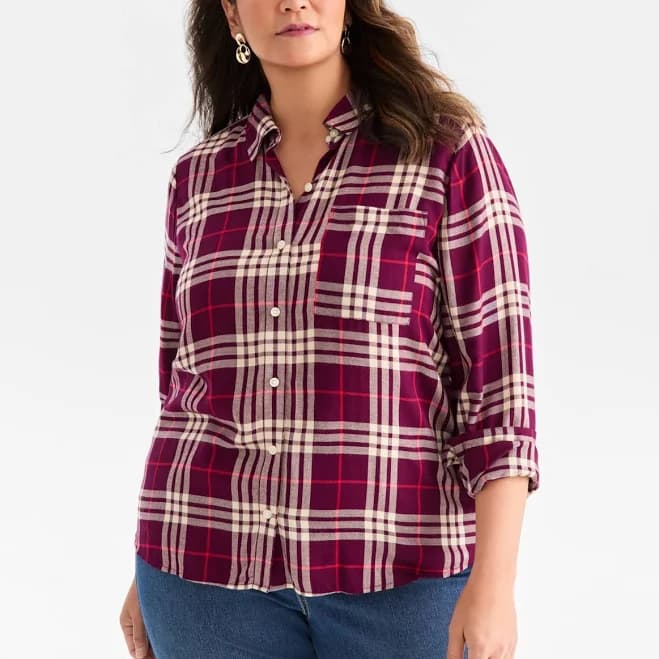 Plus Size Plaid Perfect Shirt
