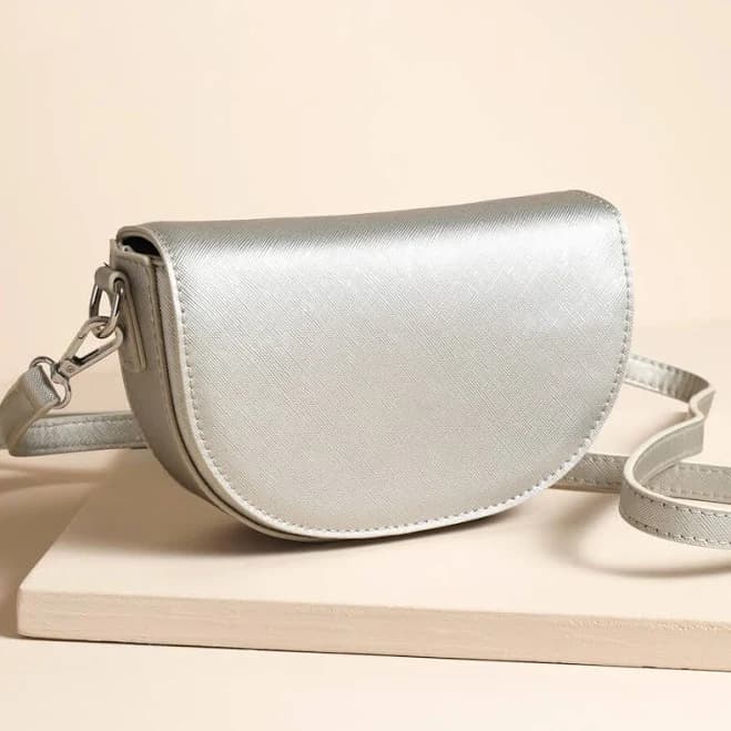 Lisa Angel Vegan Leather Half Moon Crossbody Bag