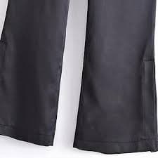 Sylaiwao Wide Leg Pants, Women's Drawstring Flared Pants, High Waisted Side Zipper Casual Loose Pants Black at Amazon Women's Clothing store