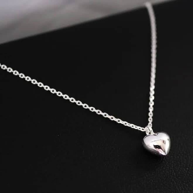 925 Sterling Silver Minimalist Heart Pendant Necklace
