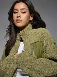 MISSGUIDED Oversized Sherpa Fleece Zip Up Jacket Christmas｜MISSGUIDED