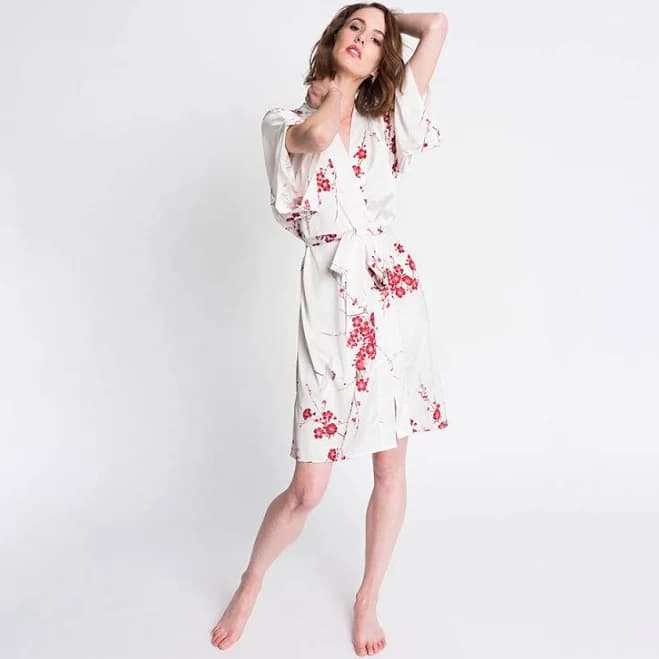 KIM + ONO Cherry Blossom & Crane Kimono Robe
