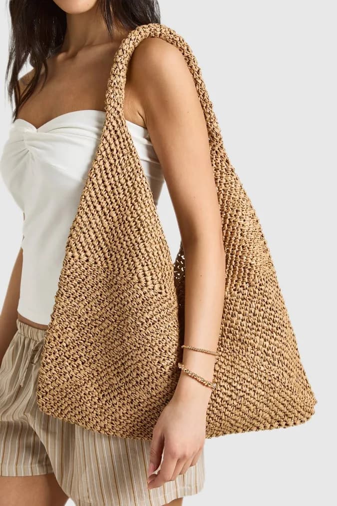 Boohoo Women's Large Slouchy Straw Beach Bag
