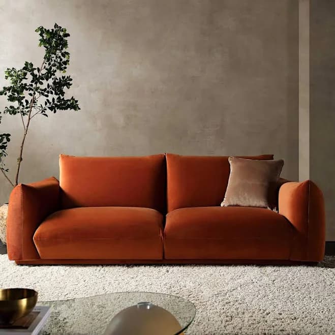 Gianni Three Seater Sofa, Rust Velvet - daals - Sofas