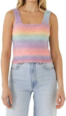 English Factory Women's Knit Rainbow Stripe Top