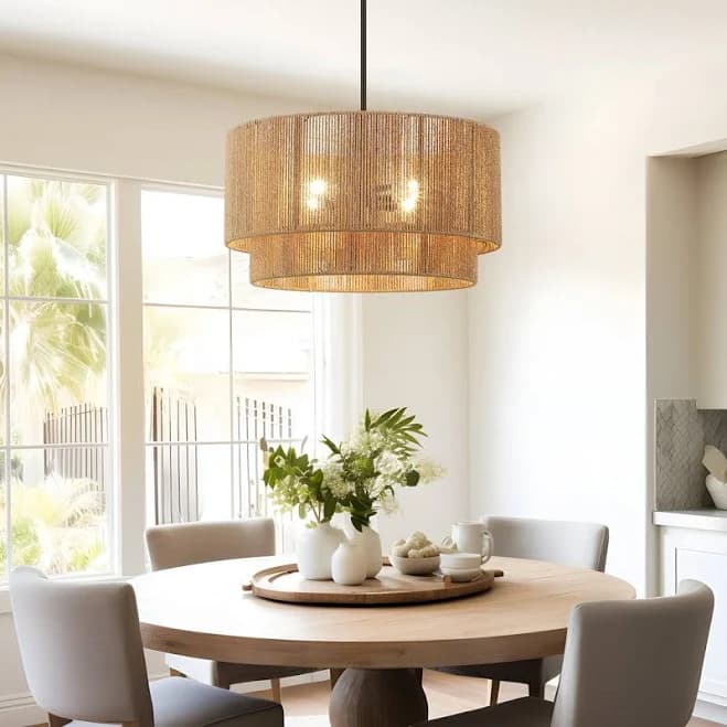 Bay Isle Home Nekoosa 4 - Light 22in Hand-Woven Drum Chandelier