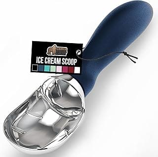 Heavy Duty Ice Cream Scoop, BPA-Free, Dishwasher Safe, Comfortable Zinc Alloy Handle, Professional Scooper for Hard Gelato, Sorbet, Cookie Dough, Melon, Round Cones, Kitchen Tool, Blue