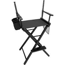 Omysalon 31"" Director Chair, Folding Artist Makeup Chair with Footrest, Solid Hardwood & Polyester, Black" - Walmart.com
