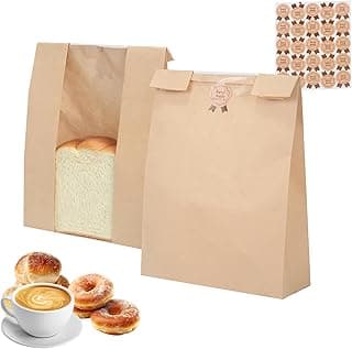 Professional Bakery Take-Out Containers 25-Pack 13.8x8.3x3.5 IN | 13.8*8.3*3.5 IN, Kraft Paper, With Window, Sealing Stickers, Food Grade, Commercial