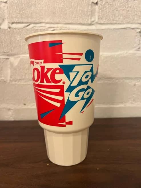 Vintage Dairy Queen Brazier Coca Cola Enjoy Coke to Go plastic drinking cup glass