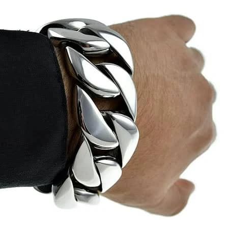 Bling Cartel Men's 316L Stainless Steel Wide Chunky Cuban Link Bracelet