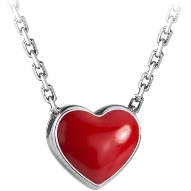 Sterling Silver Enamel Heart Necklace