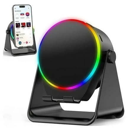 4-in-1 Wireless Charging Bluetooth Speaker with 360 Rotating Phone Stand