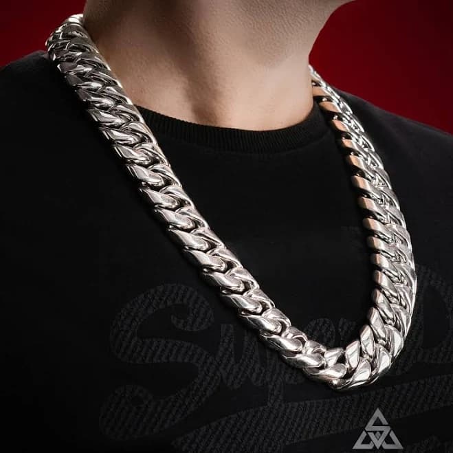 Silverwow 25mm Heavy Chunky Cuban Link Necklace