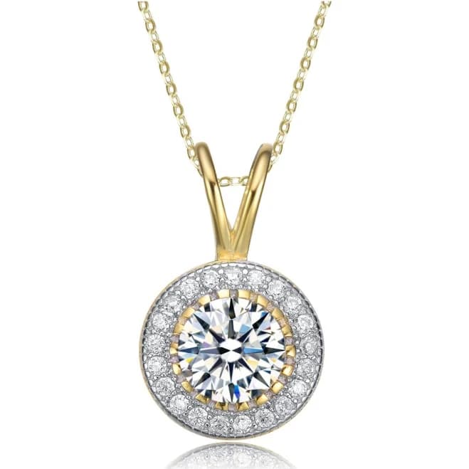 Rachel Glauber Classy Round Cubic Zirconia Solitaire Pendant Necklace