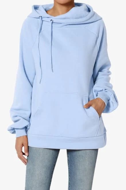 Cozy Fleece Relaxed Fit Hooded Pullover Sweatshirt with Side Drawstring