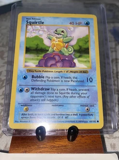 Pokemon Base Set Common Squirtle #63 Shadowless