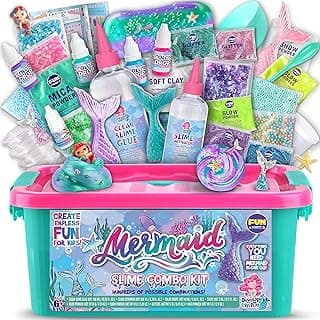 Summer Gift Mermaid Slime Kit for Girls, FunKidz Shimmer Slime Making Kit for Kids Age 8-12 DIY Soft Glitter Glossy Metallic Slime Toy