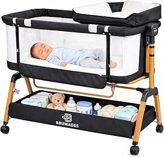 Baby Bassinet Bedside Sleeper 3-in-1 Multifunctional Design, 6 Adjustable Heights, Breathable Mesh Sides, Comfortable Mattress, with Extra Diaper Bed - Mosquito Net and Toy ASTM Certified, Gray