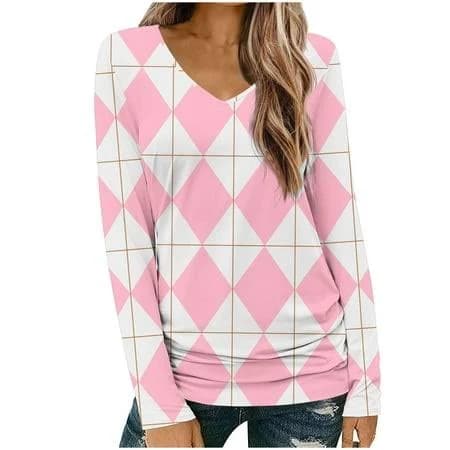 Women's Casual V-Neck Loose Fit Graphic Print Tunic