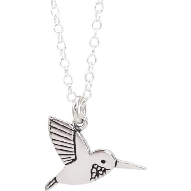 Hummingbird Charm Necklace in Sterling Silver
