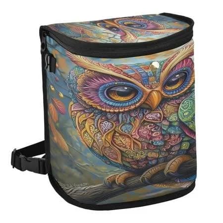 Qxltty Complex Camo Owls Car Trash Can with Lid Vehicle Backseat Hanging Leak Proof Storage Bin, Size: 9.1×7.1×11in