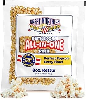 Great Northern Popcorn 8oz Kettle Corn Machine Popcorn Packets - 24-Pack Pre-Measured All in One Popcorn Packs - Bulk Kernels, Sweet and Salty Flavor, and Oil