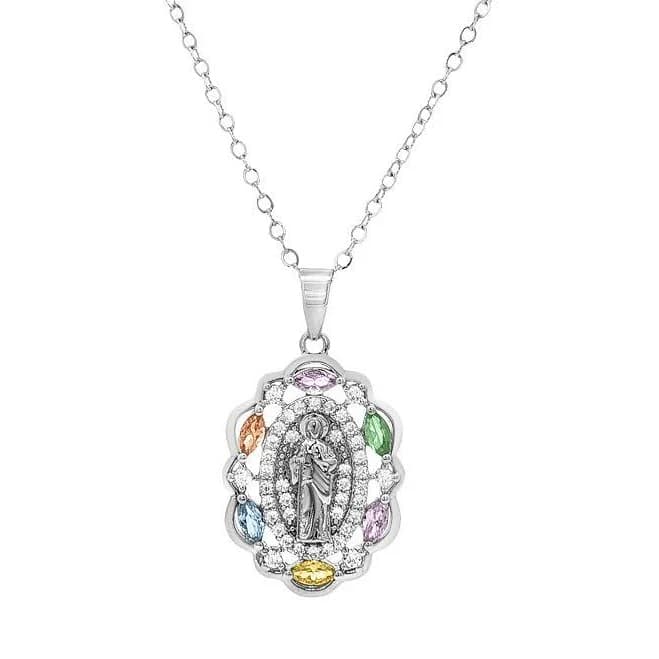 Primrose Fine Silver-Plated Multi-Stone Cable Chain Necklace