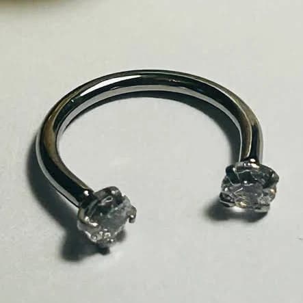 Titanium Circular Barbell With Clear Gems - 1.2mm - 16g - Septum, Nose or Cartilage Ring