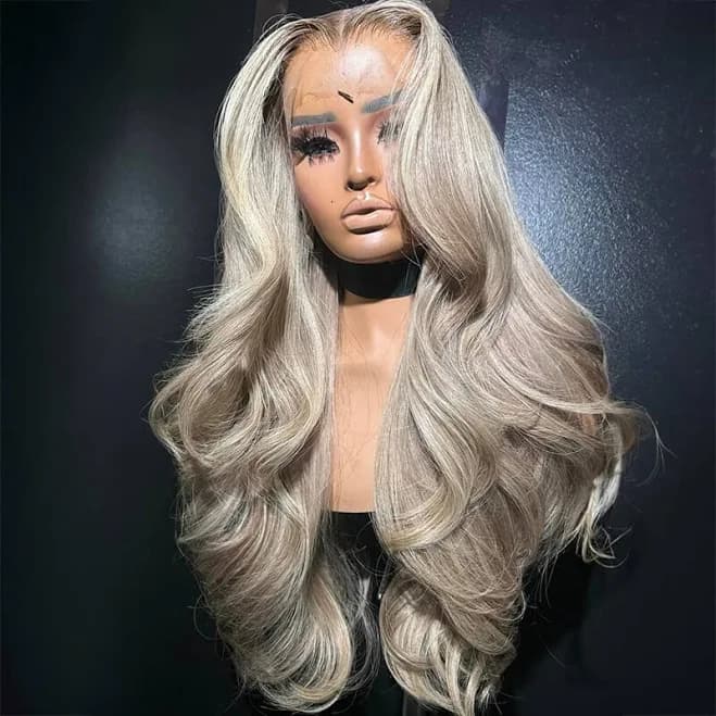 Luve Ombre Ash Wavy Lace Front Hair Wig