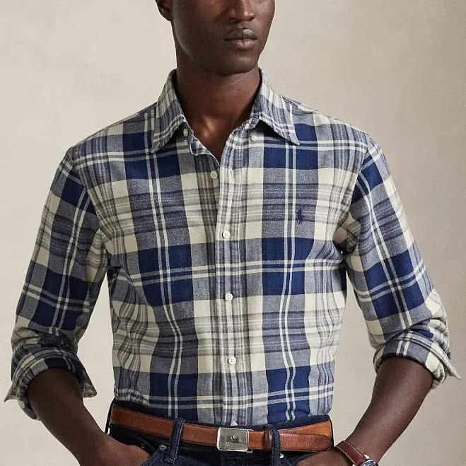 Polo Ralph Lauren Men's Classic Fit Plaid Brushed Oxford Shirt